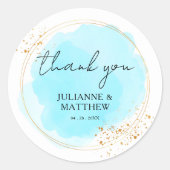 Sticker Rond Mariage de Merci turquoise moderne (Devant)