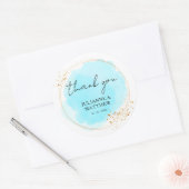 Sticker Rond Mariage de Merci turquoise moderne (Enveloppe)