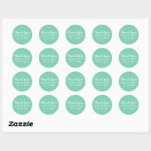 Sticker Rond Mariage de Merci Turquoise moderne (Feuille)