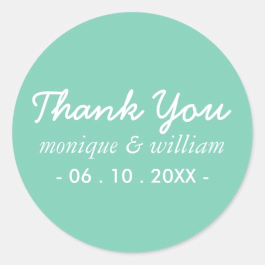 Sticker Rond Mariage de Merci Turquoise moderne (Devant)