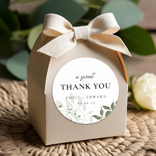 Sticker Rond Mariage de Merci vert et blanc Sage