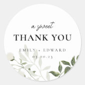 Sticker Rond Mariage de Merci vert et blanc Sage (Devant)