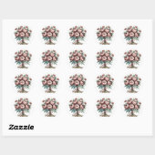Sticker Rond Mariage de Mocha Brown Blooms (Feuille)