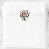 Sticker Rond Mariage de Mocha Brown Blooms (Sac)