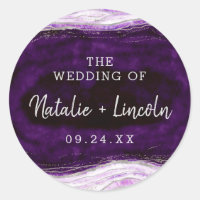 Mariage de monogramme Amethyst Purple & Silver Geo