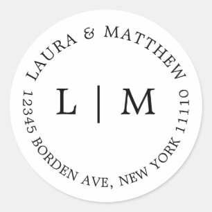 Sticker Rond Mariage de monogramme blanc