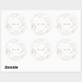 Sticker Rond Mariage de monogramme blanc élégant dessiné (Feuille)