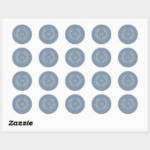 Sticker Rond Mariage de monogramme bleu foncé (Feuille)