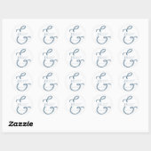 Sticker Rond Mariage de monogramme bleu foncé (Feuille)