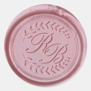 Sticker Rond Mariage de monogramme de cire or Rose tendance