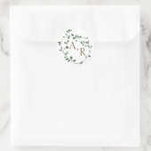 Sticker Rond Mariage de monogramme de couronne verte (Sac)