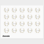 Sticker Rond Mariage de monogramme de courroie Laurel Watercolo (Feuille)