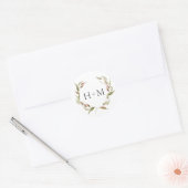 Sticker Rond Mariage de monogramme de courroie Laurel Watercolo (Enveloppe)