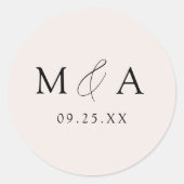 Sticker Rond Mariage de Monogramme de crème élégante moderne (Devant)