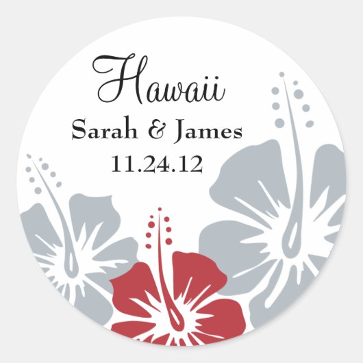 Sticker Rond Mariage de monogramme de fleurs d'Hibiscus (Devant)