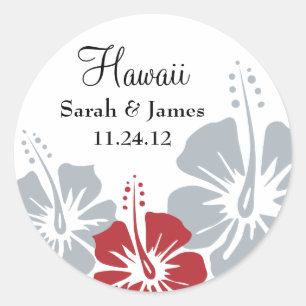 Sticker Rond Mariage de monogramme de fleurs d'Hibiscus