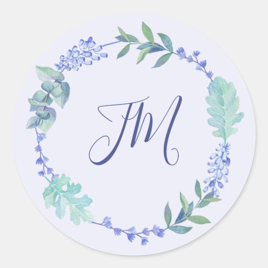 Sticker Rond Mariage de monogramme de germe violet (Devant)