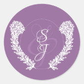 Sticker Rond Mariage de monogramme de lavande (Devant)