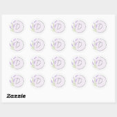 Sticker Rond Mariage de monogramme de lavande (Feuille)