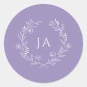 Sticker Rond Mariage de monogramme de lavande (Devant)