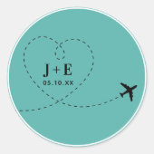 Sticker Rond Mariage de monogramme de l'avion | (Devant)
