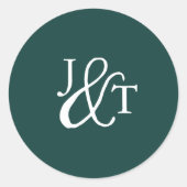 Sticker Rond Mariage de monogramme de l'esperluette verte Hunte (Devant)