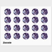 Sticker Rond Mariage de monogramme de pinceau violet moderne (Feuille)
