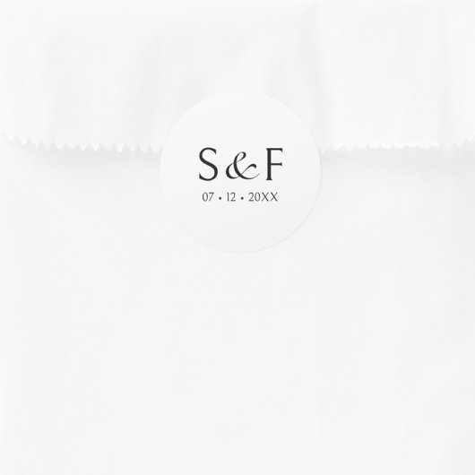 Sticker Rond Mariage de monogramme de script élégant