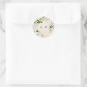 Sticker Rond Mariage de monogramme Elegant Eucalyptus Crème (Sac)