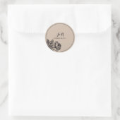Sticker rond Mariage de Monogramme Floral Rustique (Sac)