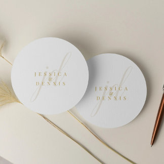 Sticker Rond Mariage de monogramme minimaliste moderne