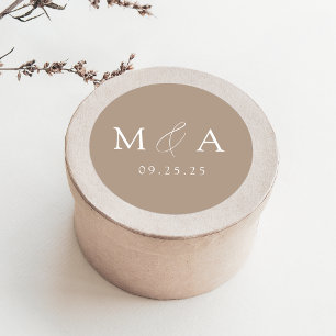 Sticker Rond Mariage de monogramme moderne élégant
