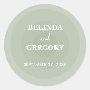 Sticker Rond Mariage de monogramme moderne Sage Green