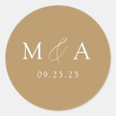 Sticker Rond Mariage de Monogramme Or Elegant Moderne (Devant)