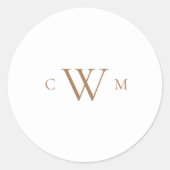 Sticker Rond Mariage de monogramme or simple (Devant)