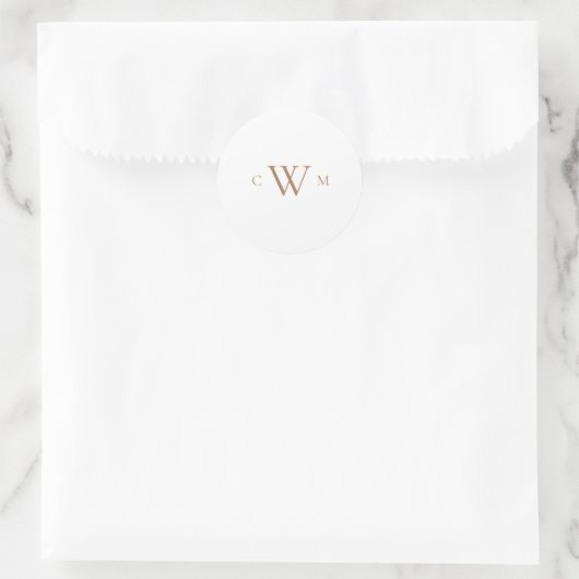 Sticker Rond Mariage de monogramme or simple (Sac)