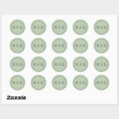 Sticker Rond Mariage de monogramme ovale Sage (Feuille)
