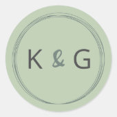 Sticker Rond Mariage de monogramme ovale Sage (Devant)