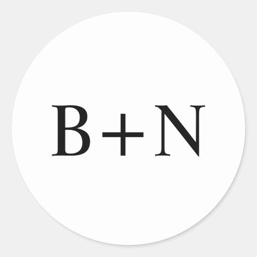 Sticker Rond Mariage de monogramme personnalisé minimaliste cla (Devant)