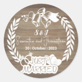 Sticker Rond Mariage de monogramme rustique (Devant)