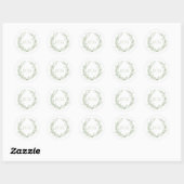 Sticker Rond Mariage de monogramme Sage Crest (Feuille)