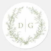 Sticker Rond Mariage de monogramme Sage Crest (Devant)