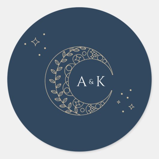 Sticker Rond Mariage de monogramme Stardust (Devant)