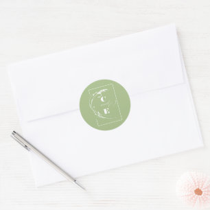 Sticker Rond Mariage de monogramme vert et blanc Sage