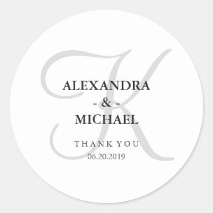 Sticker Rond Mariage de monographie gris moderne