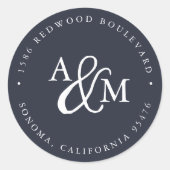 Sticker Rond Mariage de monographie marine et blanche Adresse d (Devant)