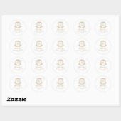 Sticker Rond Mariage de monographie royale or et blanc (Feuille)