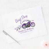 Sticker Rond Mariage de moto violet et gris (Enveloppe)