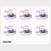 Sticker Rond Mariage de moto violet et gris (Feuille)