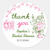 Sticker Rond Mariage de Noël Dessiné à la Main (Devant)